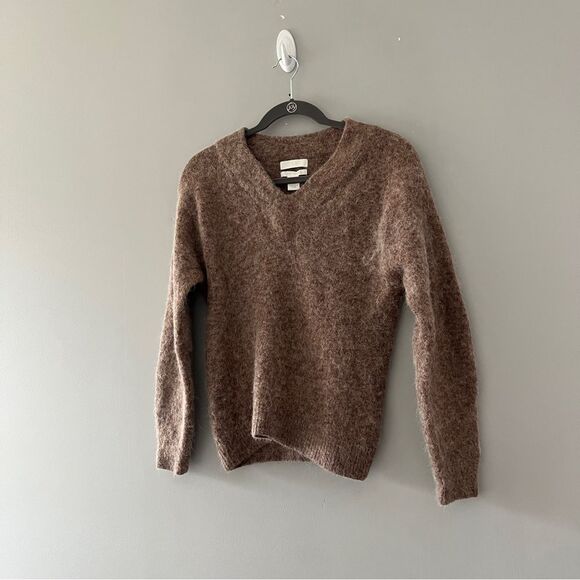 H&M Tan Knit Sweater V Neck Wool Alpaca Neutral Size XS - Picture 1 of 7